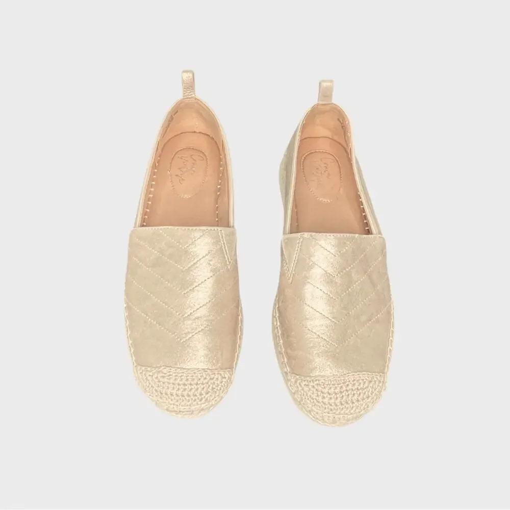 Crown Vintage Cadenne Espadrille Slip-On Shoes 9.5 M Gold Metallic Flats Boho